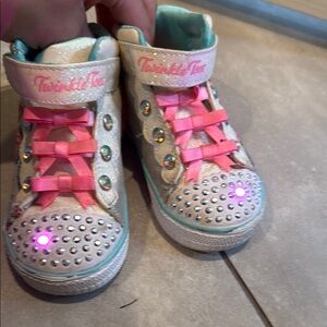 Skechers Twinkle Toes Kids Sneakers - Pink and Silver